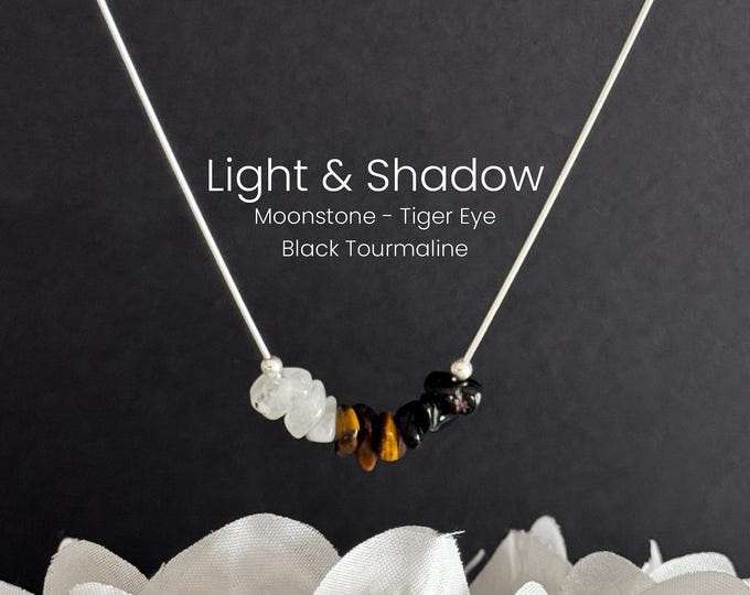 Light and Shadow Work Raw Crystal Necklace Sterling Silver or 14K Gold Filled