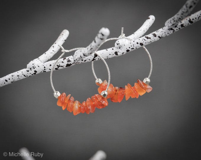 Carnelian Earrings, Carnelian Stone Sacral Chakra Strength Jewelry raw crystal earrings