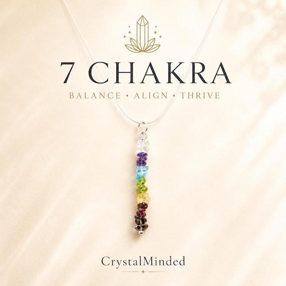 7 Chakra Necklace Mindfulness Gift, Chakra Pendant gem bar necklace, beaded bar necklace