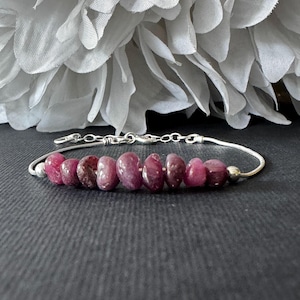 Ruby Raw Crystal Bracelet or Anklet - Sterling Silver or Gold Filled Ankle Bracelet