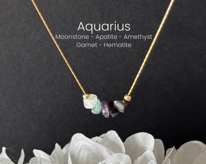 Aquarius Crystal Necklace Zodiac Raw Crystals Astrology Jewelry