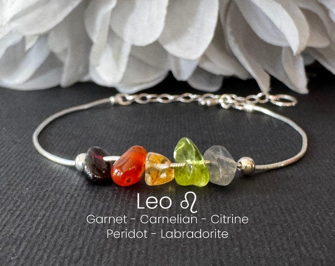 Leo Bracelet Raw Crystal Anklet Astrology Zodiac Gifts