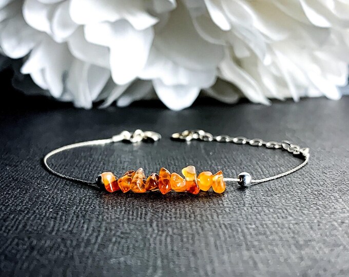 Raw Carnelian Motivation Crystal Bracelet Vitality Jewelry Ankle Bracelet