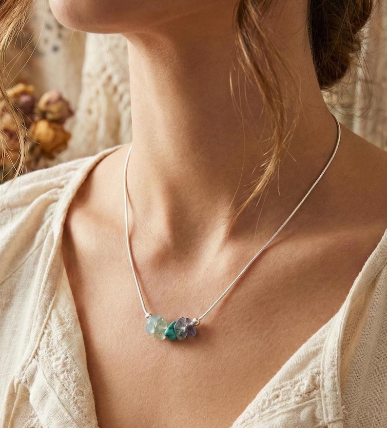 Fiskarna Halsband Stjärntecken Halsband Råa Kristaller bild 5