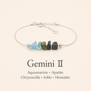 Gemini Bracelet or Anklet in adjustable sizes. Raw Healing Crystal Anklet Zodiac Jewelry. Astrology Gift for Birthdays Natural Stone Meaningful Gift for Friends, Custom Gift for Geminis