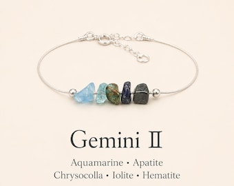 Gemini Bracelet Raw Crystal Anklet Zodiac Jewelry Astrology Gift Natural Stone Meaningful Gift for Friends, Custom Gift for Geminis