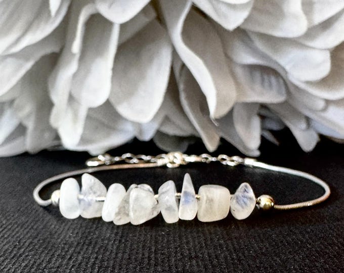Silver Moonstone Bracelet Fertility Gift, Encouragement Gift, Moon Calming Energy, Sacred Feminine crystal gemstone, Genuine, Real, Natural
