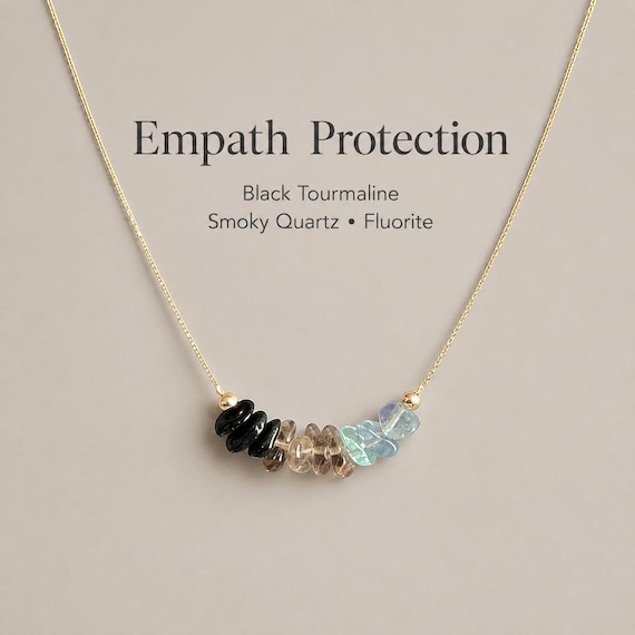 Empath Protection Necklace Raw Crystal Adjustable Necklace Sterling Silver or 14K Gold Filled