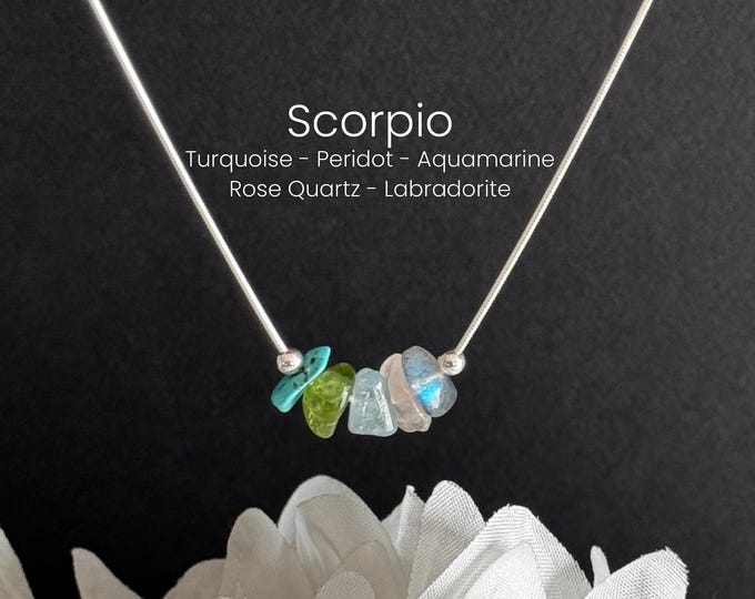 Scorpio Necklace Raw Crystals Zodiac Sign Astrology Choker Crystal Jewelry