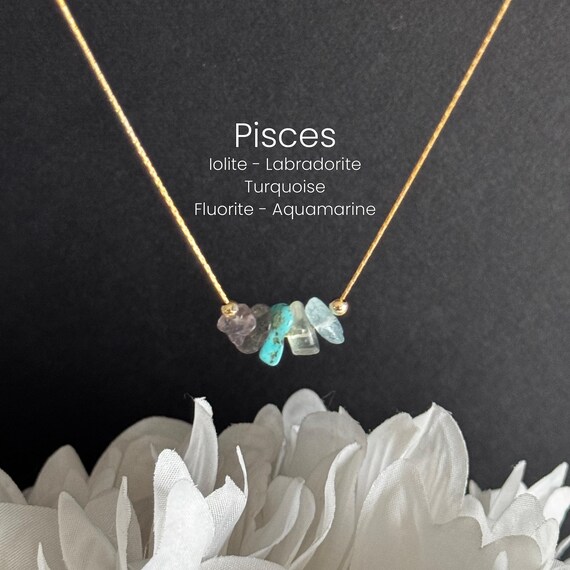 Pisces Necklace Zodiac Necklace Raw Crystals