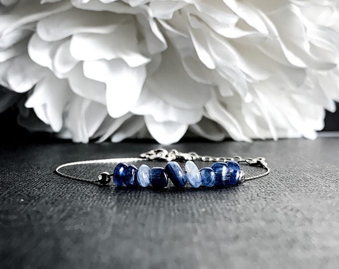 Blue Kyanite Rough Crystal Bracelet Silver Anklet