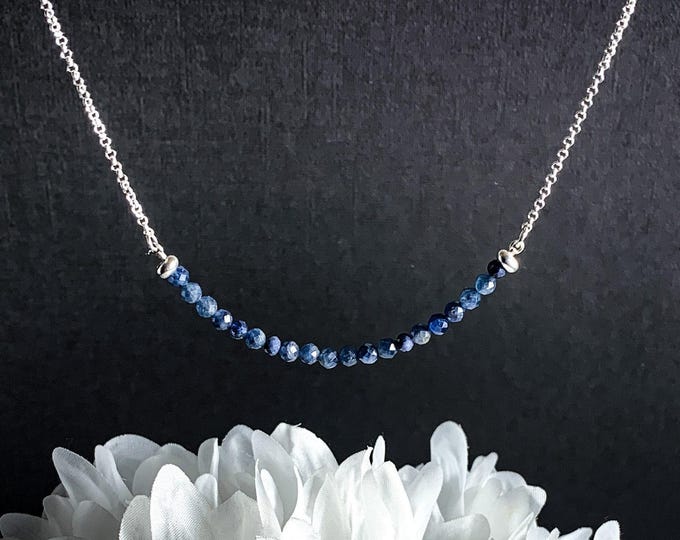 Authentic Sapphire Necklace, September Birthstone Necklace gift for her, Focus and Clarity necklace jewelry. Choker and Plus Size available