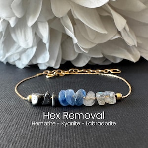Hex Removal Spell Bracelet / Anklet – Raw Crystal Intention Jewelry Return to Sender & Energy Clearing