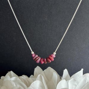 Raw Ruby Minimalist Crystal Necklace – July Birthstone – Sterling Silver or 14K Gold Filled – Adjustable 16–20”