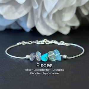 Pisces Gift Bracelet Raw Crystals Ankle Bracelet Zodiac Jewelry