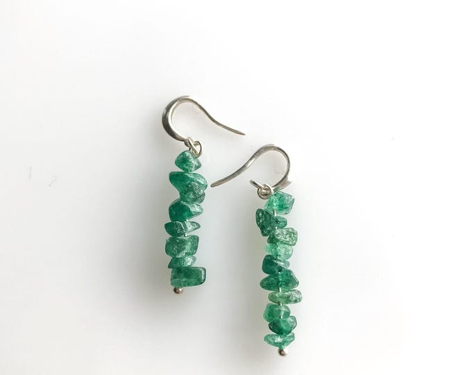 Raw Green Aventurine Earrings, prosperity jewelry, abundance jewelry, encoruagement gift