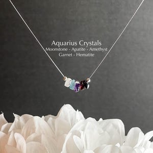 Aquarius Necklace Raw Crystals Zodiac Sign Astrology Choker Crystal Jewelry