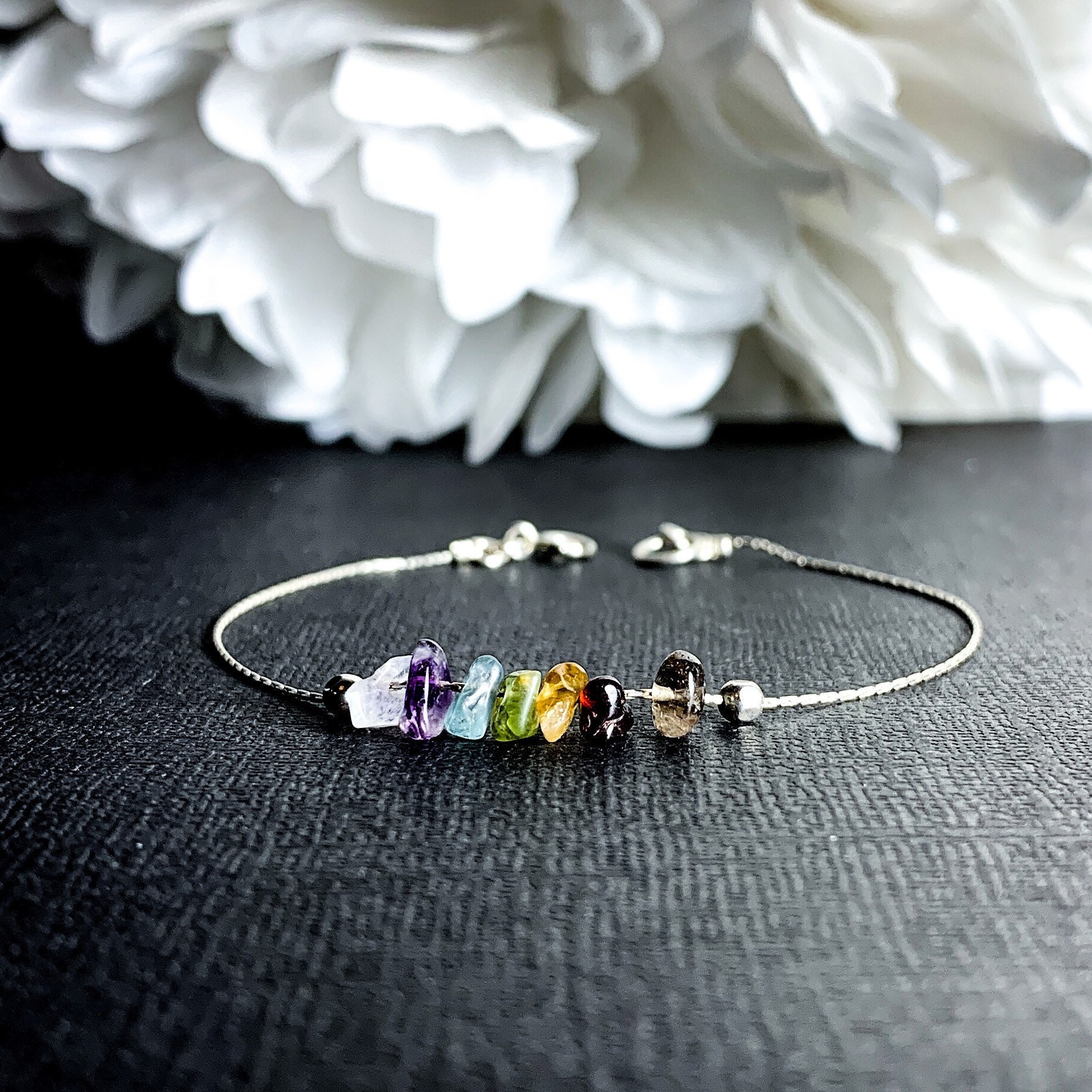 Swarovski Crystal Ankle Bracelet, Chakra Rainbow Crystal Anklet