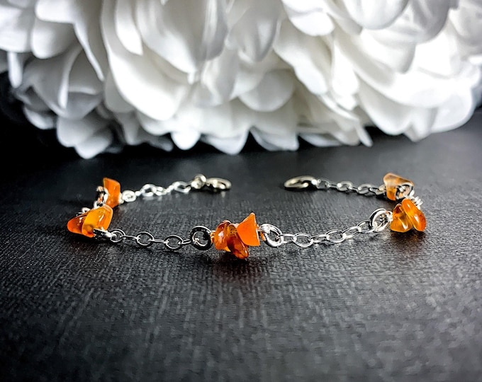 Carnelian Anklet Gift, Calming jewelry Gift for Her August Birthday, Carnelian Crystal Positive Energy ankle bracelet, Career Business stone