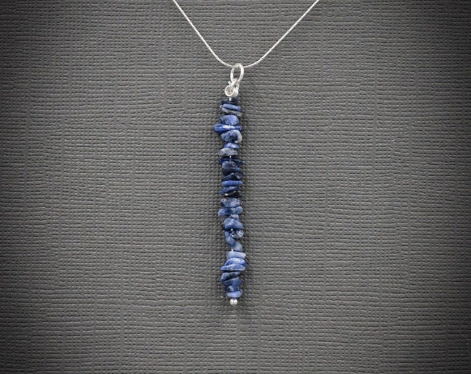 Sodalite Pendant Gem Bar Necklace Throat Chakra Sodalite Necklace