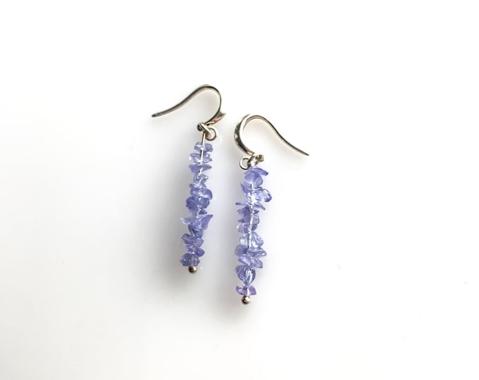 Raw Tanzanite Earrings, December Birthstone, Empath Jewelry, Aura Cleansing