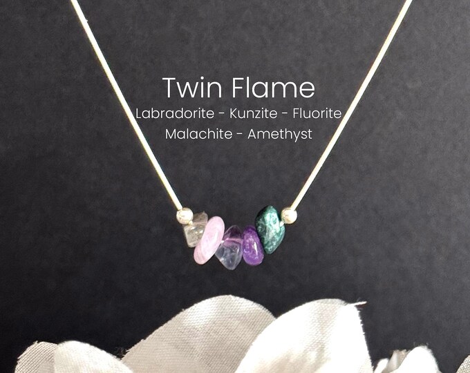 Twin Flame Necklace Raw Crystal Necklace Sterling Silver or 14K Gold Filled