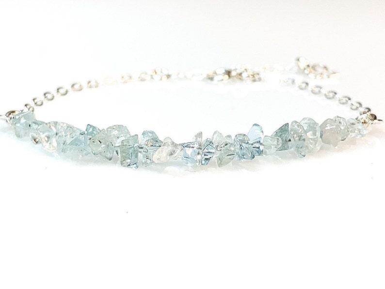 Raw Aquamarine Calming Anxiety Bracelet Pisces March Birthstone Courage Crystal image 3