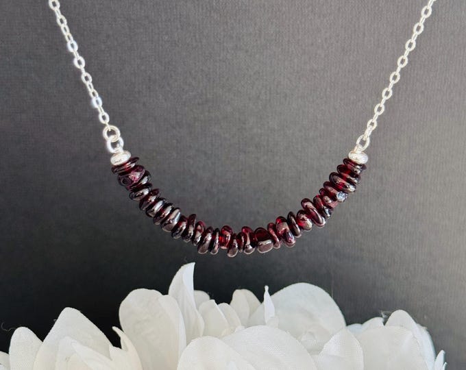 Garnet Crystal Necklace Raw Gemstone Choker Necklace