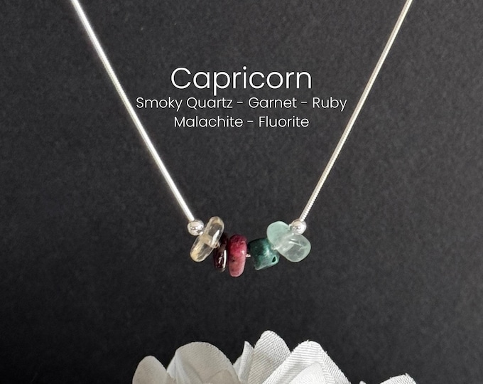 Capricorn Necklace Raw Crystals Zodiac Sign Astrology Choker Crystal Jewelry
