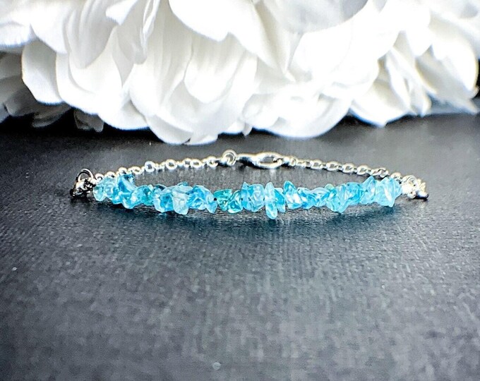 Apatite Bracelet Jewelry Gift - Energy Bracelet, Throat Chakra, Blue Bracelet, Best Friend Gift, Blue Bracelet
