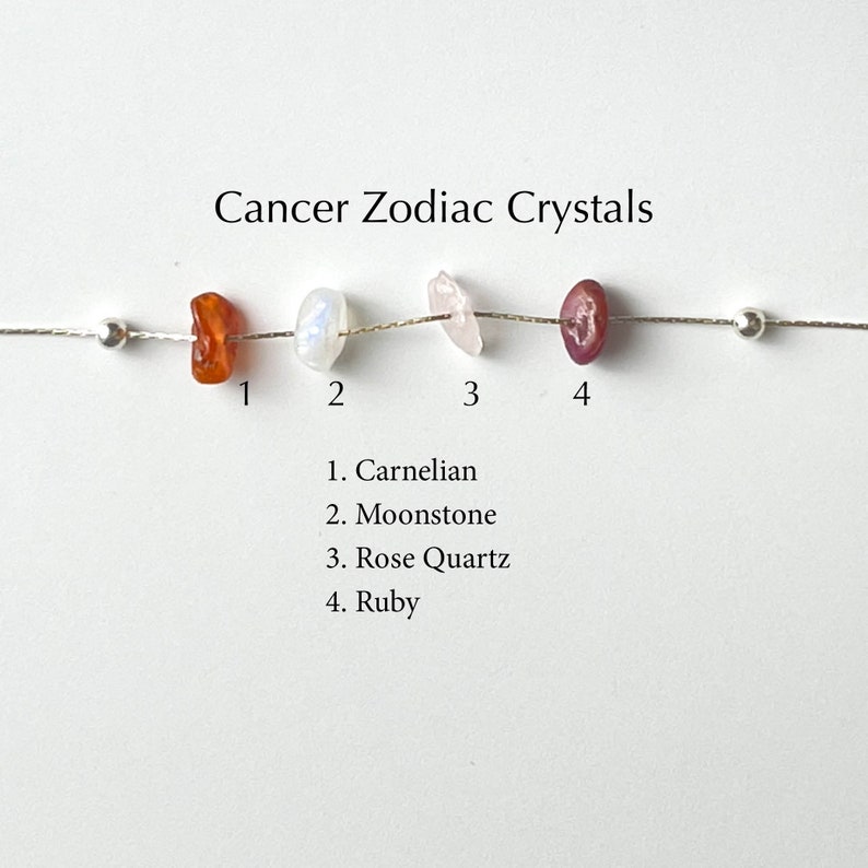 Cancer Zodiac Sign Necklace Raw Crystals Zodiac Sign Astrology Choker Crystal Jewelry image 2