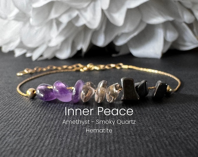 Inner Peace Raw Crystal Bracelet or Anklet - Anxiety Support Gift - Sterling Silver or 14K Gold Filled