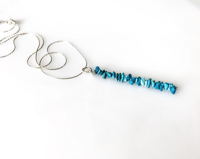 Raw Turquoise Protection Pendant Necklace, December Birthstone, Cleansing Anxiety Jewelry