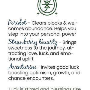 Good Luck Spell Bracelet or Anklet, Raw Crystal Intention Jewelry for Good Fortune image 3