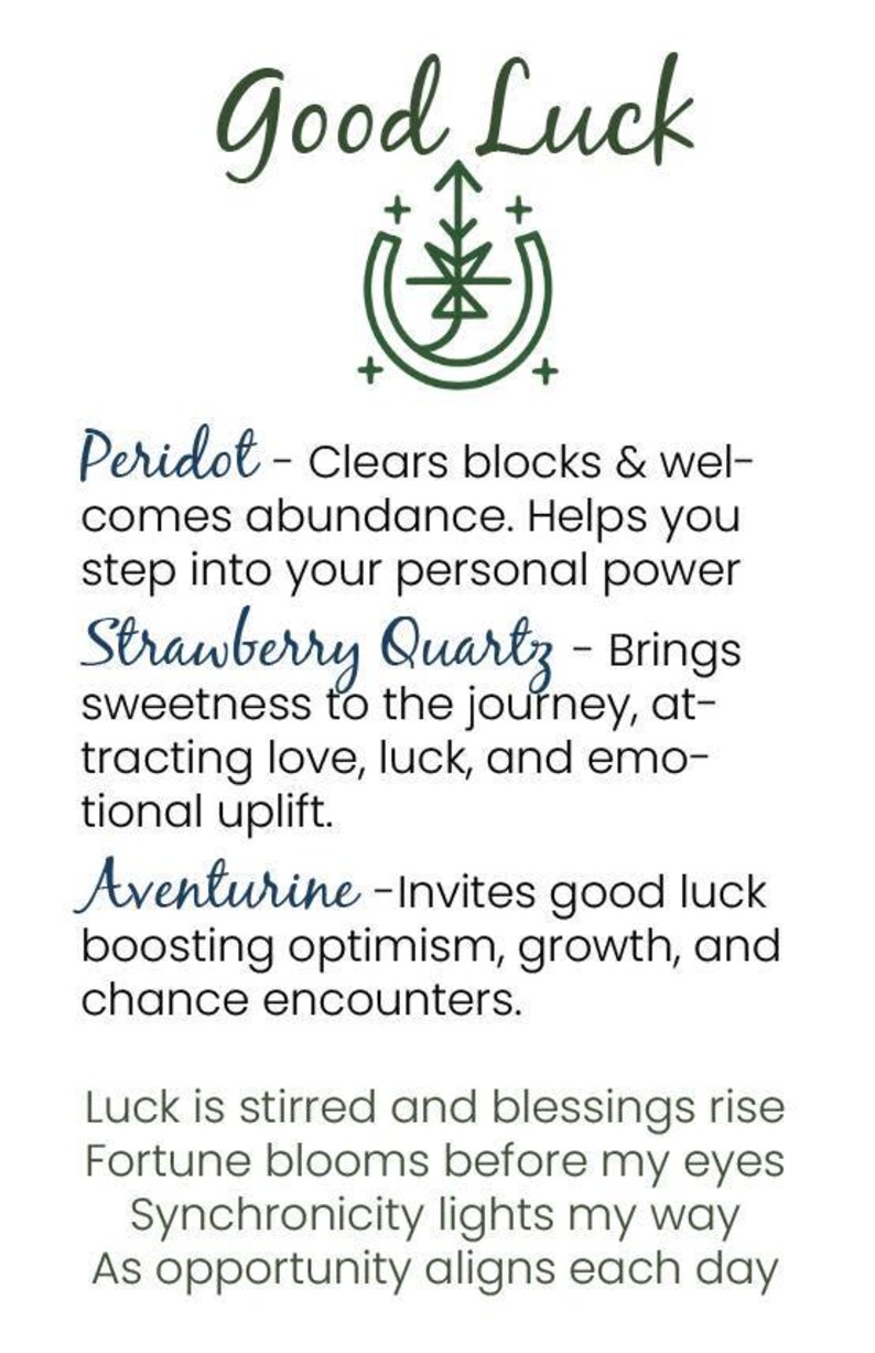 Good Luck Spell Bracelet or Anklet, Raw Crystal Intention Jewelry for Good Fortune image 3