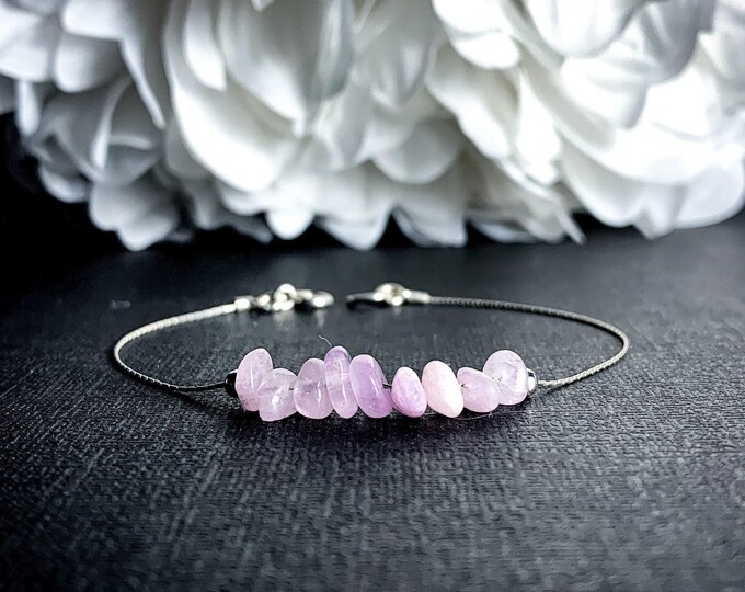 Kunzite Crystal Bracelet Ankle Bracelet Silver Chain