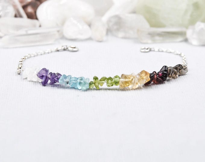 7 Chakra Bracelet Chakra Jewelry Raw Crystal Bracelet Raw Chakra Stones Seven Chakras 7 Chakras Colorful Bracelet Rainbow Bracelet Chakras