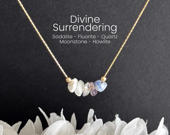 Surrender Necklace Raw Crystal Intention Jewelry for Letting Go and Trust the Process