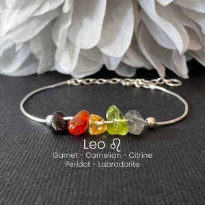 Leo Zodiac Crystal Bracelet or Ankle Bracelet Astrology Jewelry Star Sign Gift Ideas for Women Multi Stone Anklet Gold Filled Chain Silver image 14