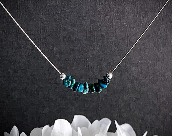 Raw Chrysocolla Necklace, calming necklace, anxiety necklace, Mindfulness Gift