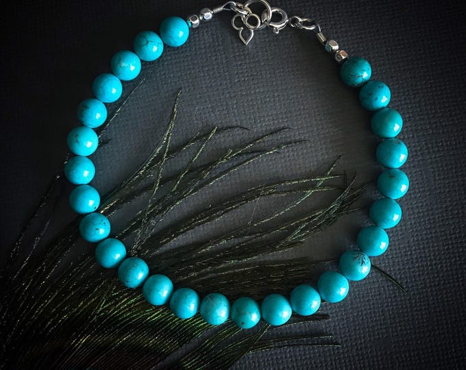 Turquoise Stress Bracelet, December Birthstone Calming Protection Bracelet