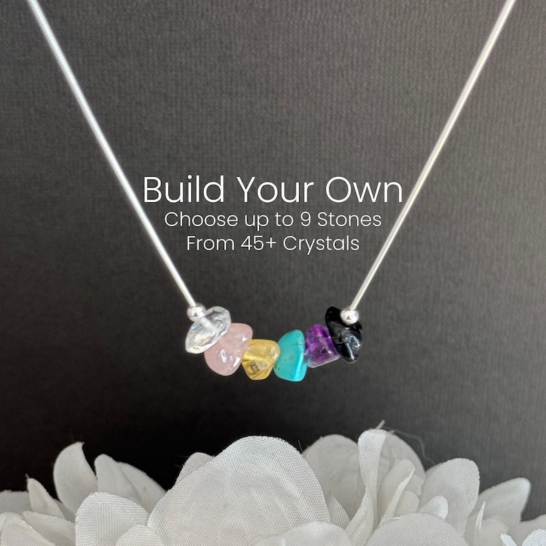 Healing Crystal Jewelry Personalized Gemstone Necklace Spiritual Energy Pendant Custom Stone Selection Adjustable Chain Design Intention Setting Accessory Meaningful Gift Idea Energy Balancing Tool Daily Wear Option Beautiful Handcrafted