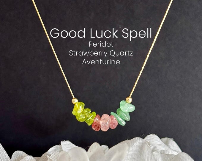 Good Luck Spell Raw Crystal Necklace for Good Fortune