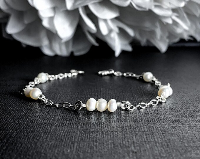 Pearl Bracelets for Women Silver Anklet Freshwater Pearl
