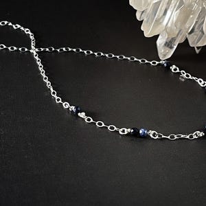 Sapphire Necklace Dainty Silver Choker Satellite Necklace