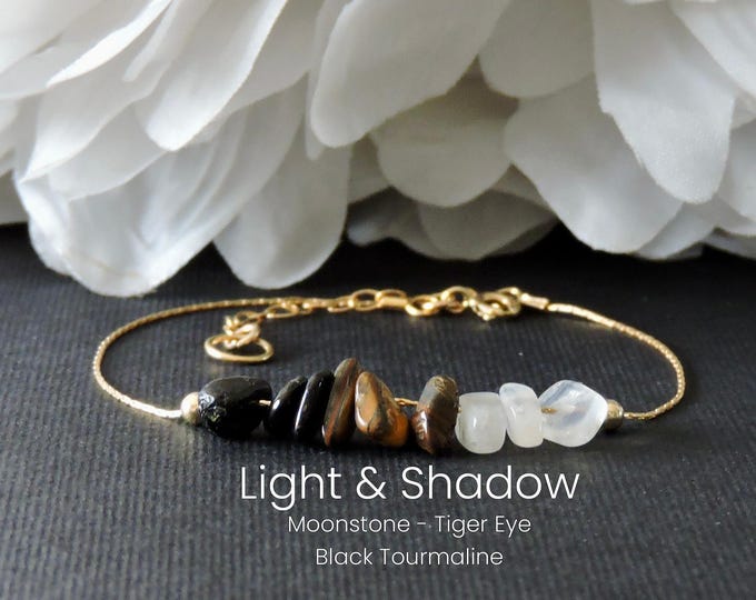 Light and Shadow Work Raw Crystal Bracelet or Ankle Bracelet Spiritual Balance Integration