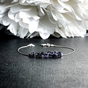 Raw Iolite Bracelet, Motivation Bracelet, Aura Cleansing Balance Bracelet, Dainty Anklet
