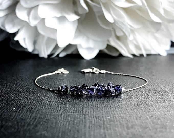 Raw Iolite Bracelet, Motivation Bracelet, Aura Cleansing Balance Bracelet, Dainty Anklet