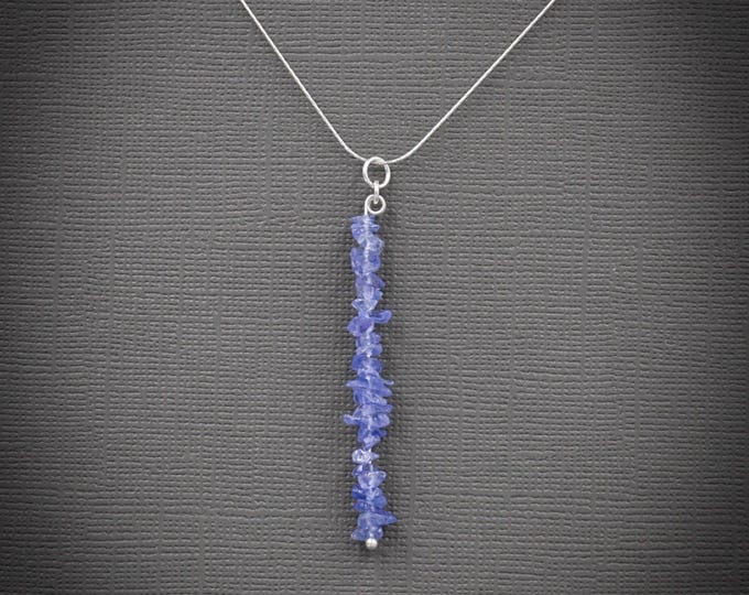 Tanzanite crystal pendant necklace, bar necklace, sterling silver, Sagittarius, Raw Crystal Necklace, December Birthstone