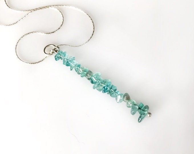 Apatite Pendant, Blue Apatite Pendant Gem Bar Necklace, Apatite Necklace, Positive Energy